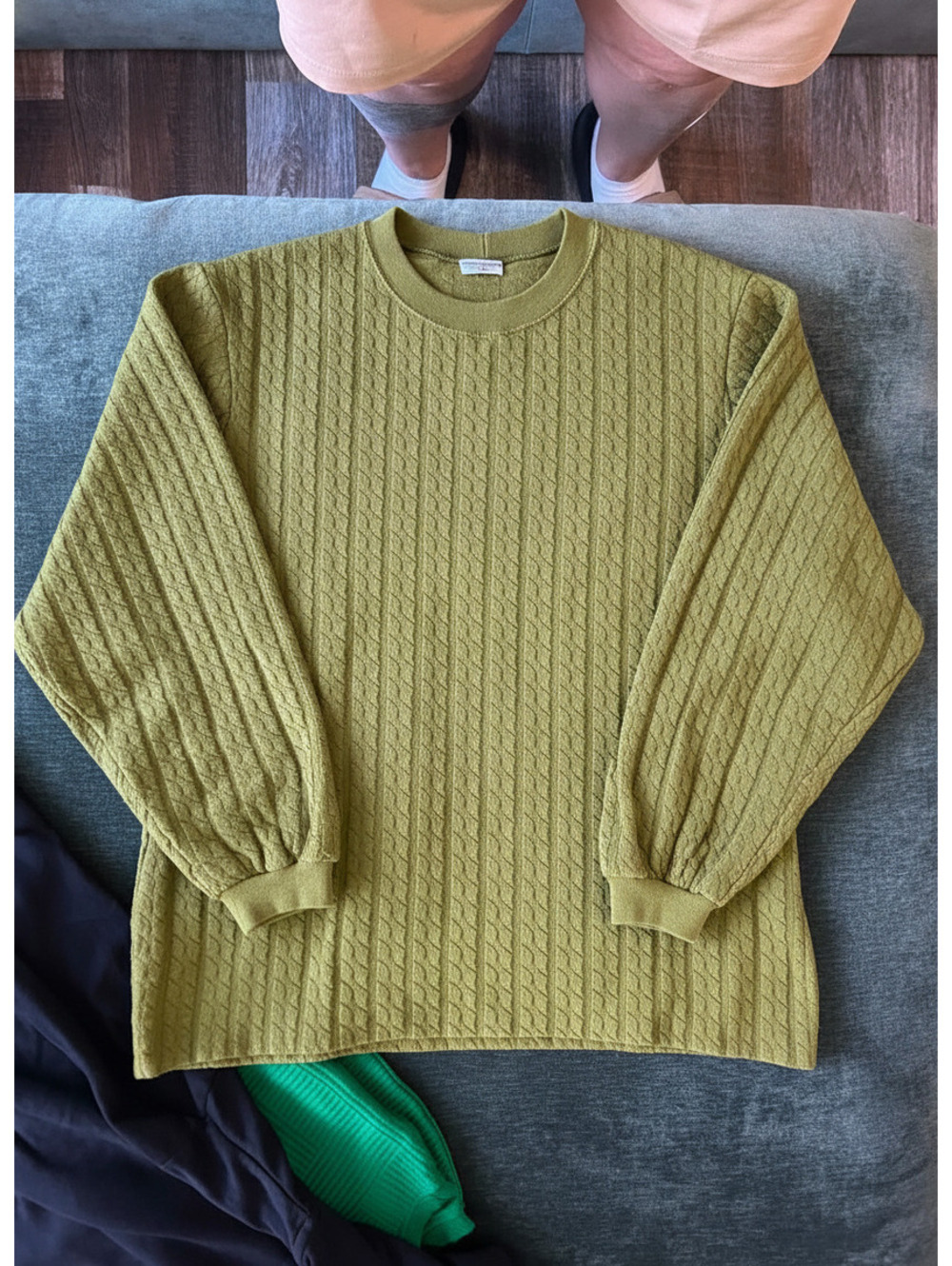 Sloppy Joes Olive Green Cable Knit Sweater